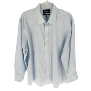 Bonobos Dress Shirt Mens 19 Blue Long Sleeve Wrinkle Free Prominent Fit